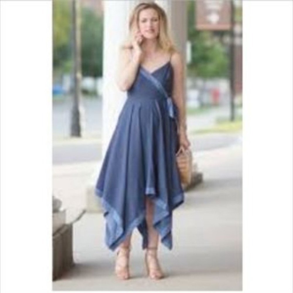 Banana Republic Blue Print Dress Handkerchief Hem